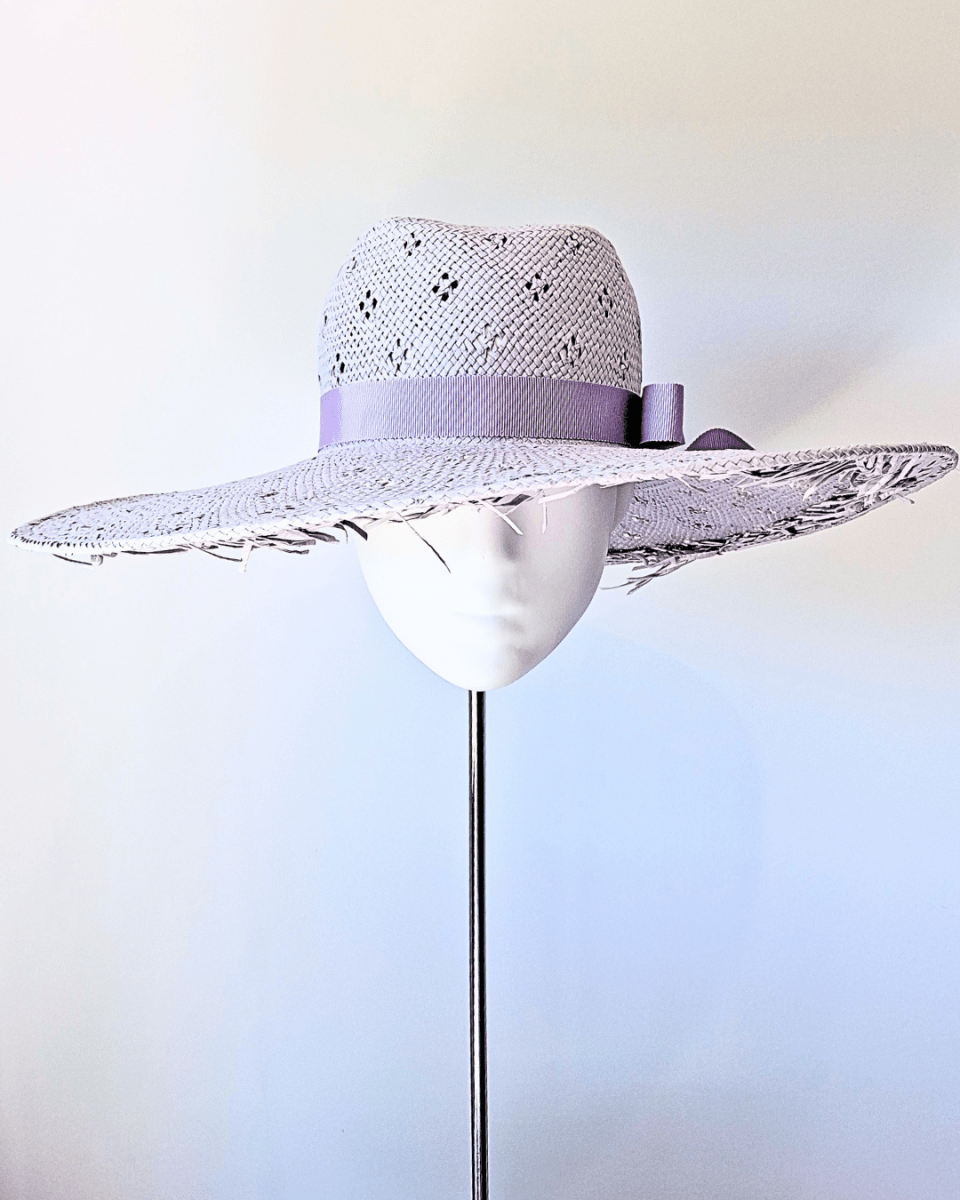 Ladies Lilac Purple Straw Fedora Brim Hat - Julie Herbert Millinery fedora hat