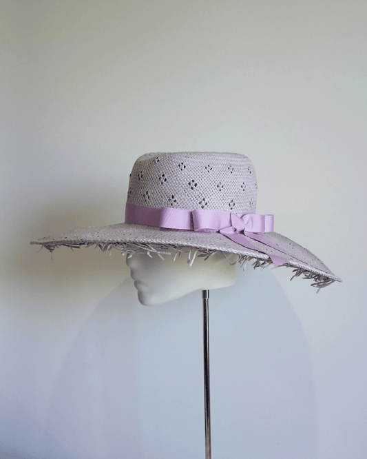 Ladies Lilac Purple Straw Fedora Brim Hat - Julie Herbert Millinery fedora hat