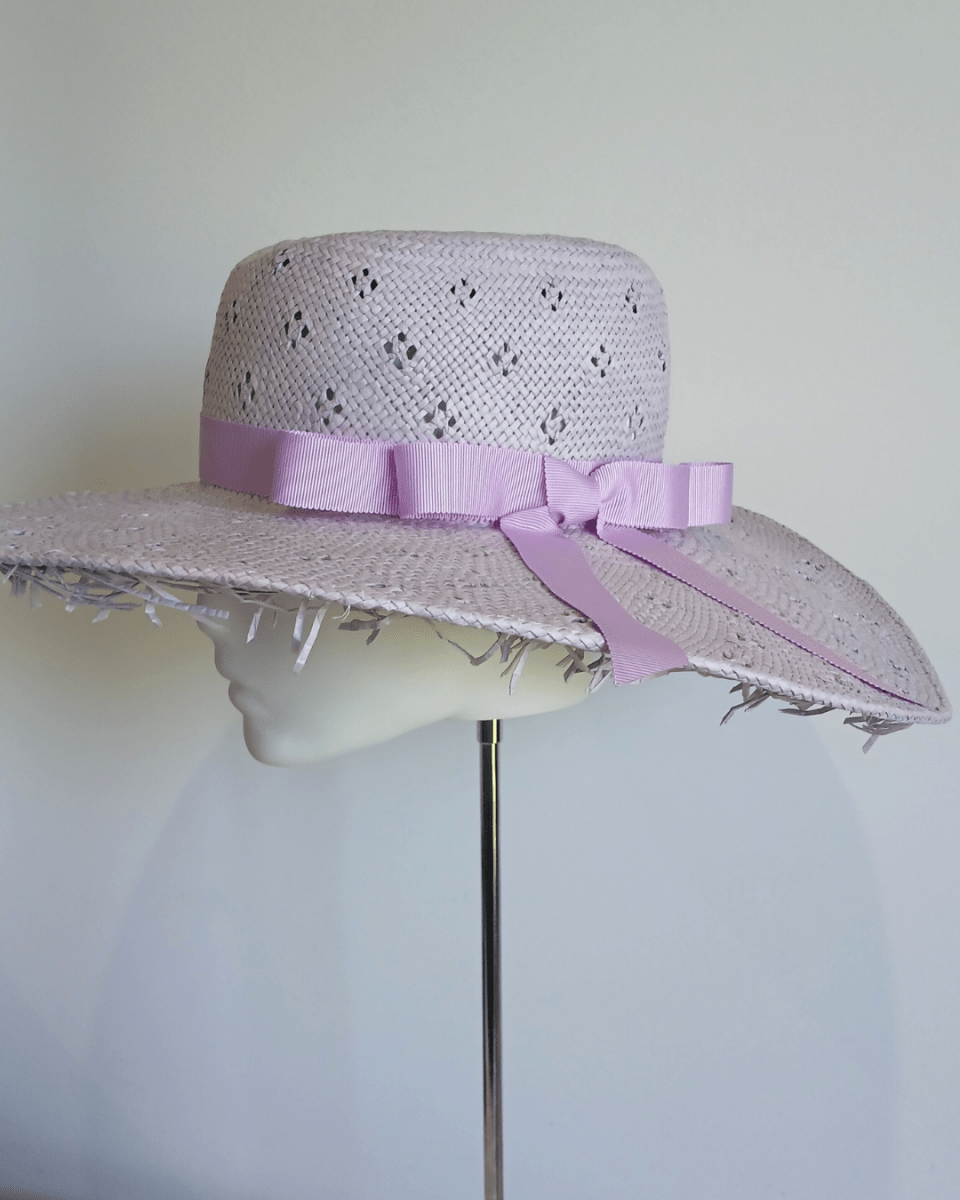 Ladies Lilac Purple Straw Fedora Brim Hat - Julie Herbert Millinery fedora hat