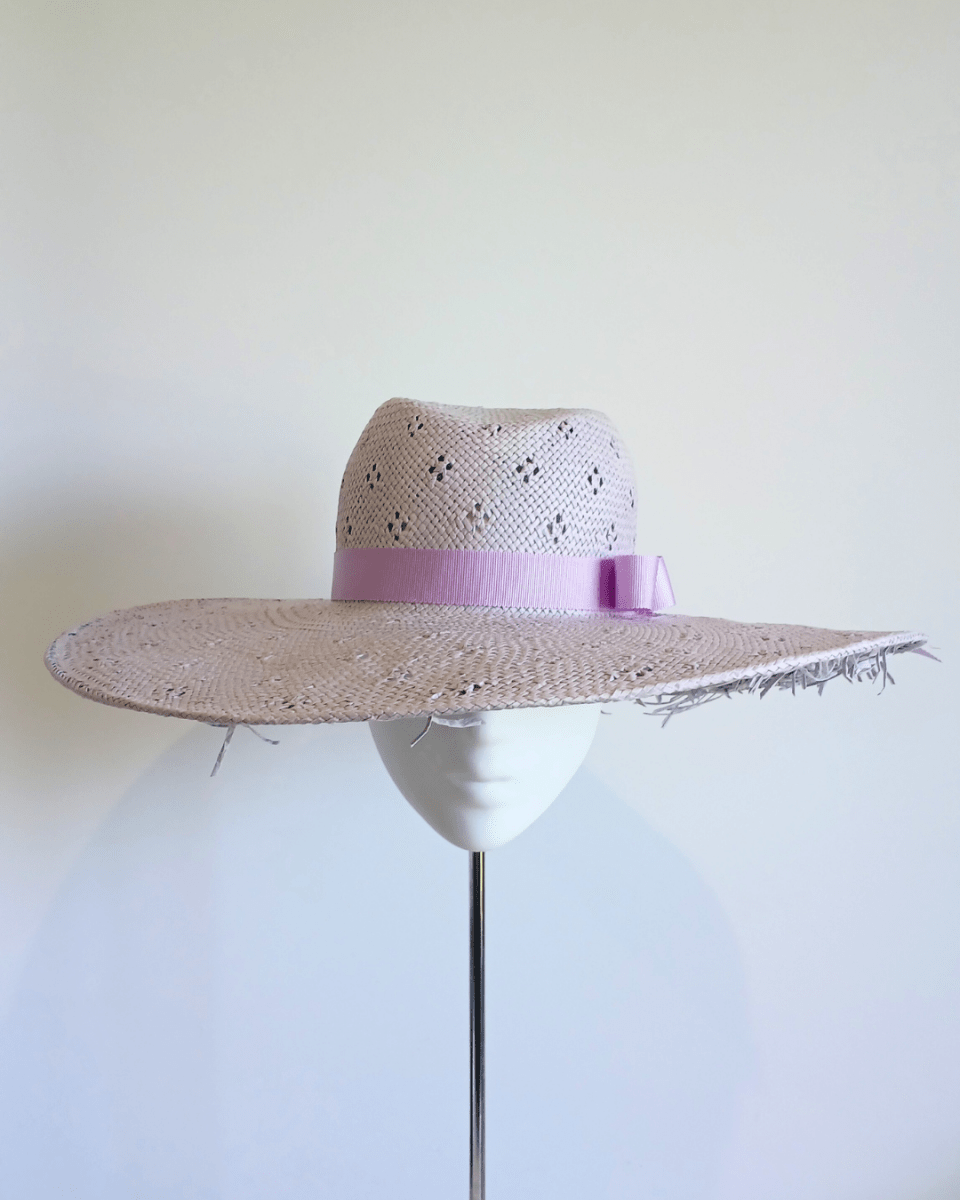 Ladies Lilac Purple Straw Fedora Brim Hat - Julie Herbert Millinery fedora hat
