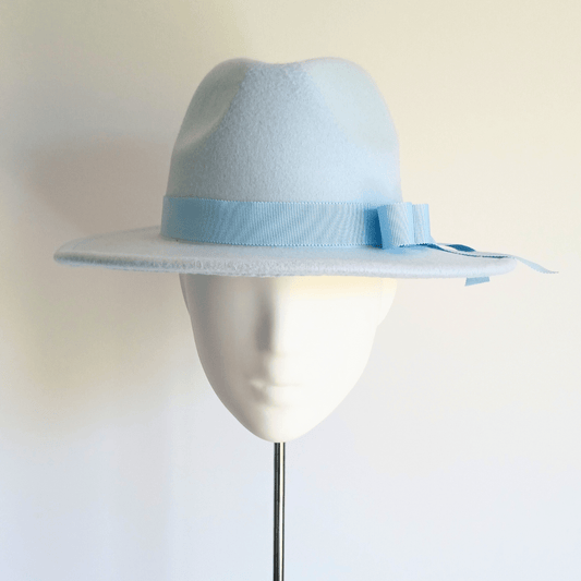 Women's Baby Blue Felt Fedora Hat - Julie Herbert Millinery felt fedora hat