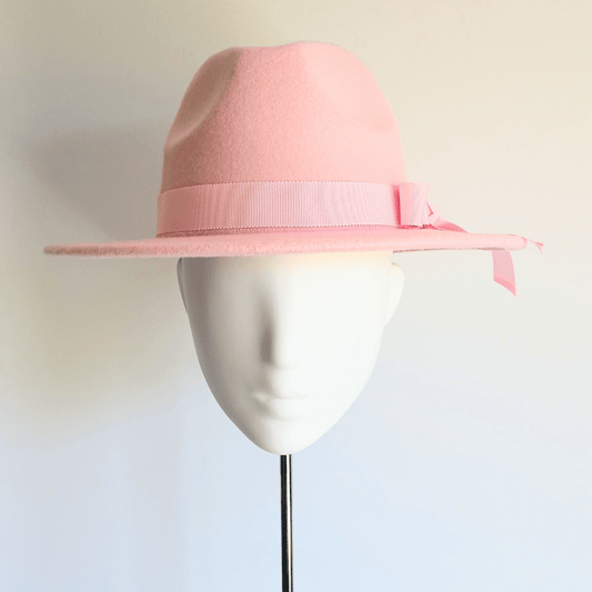 Women's Baby Pink Felt Fedora Hat - Julie Herbert Millinery felt fedora hat