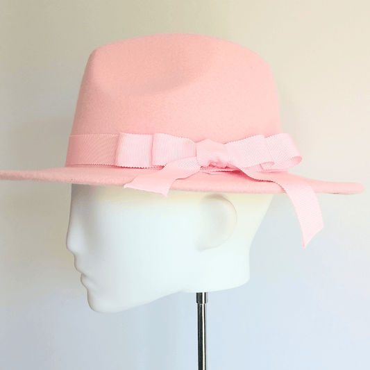 Women's Baby Pink Felt Fedora Hat - Julie Herbert Millinery felt fedora hat
