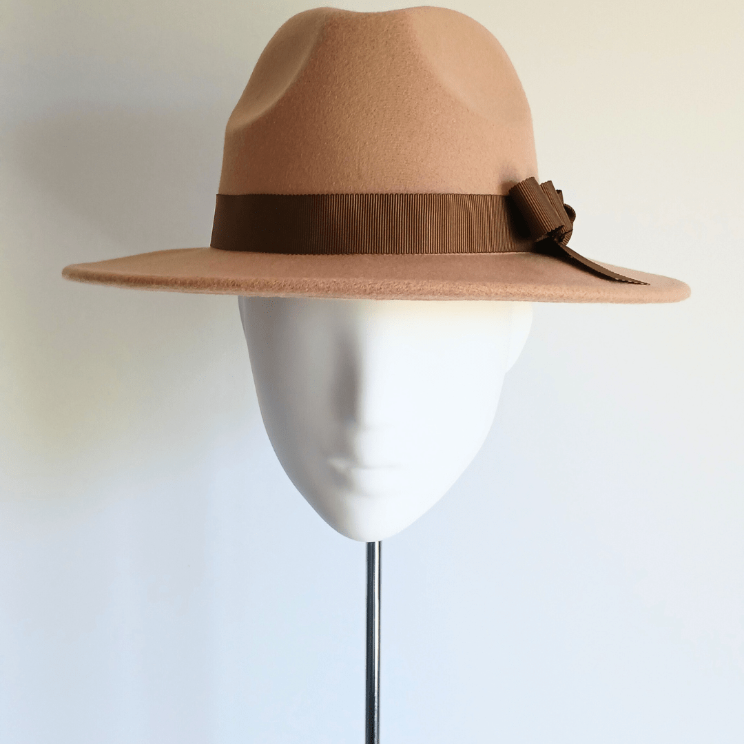 Women's Camel Felt Fedora Hat - Julie Herbert Millinery