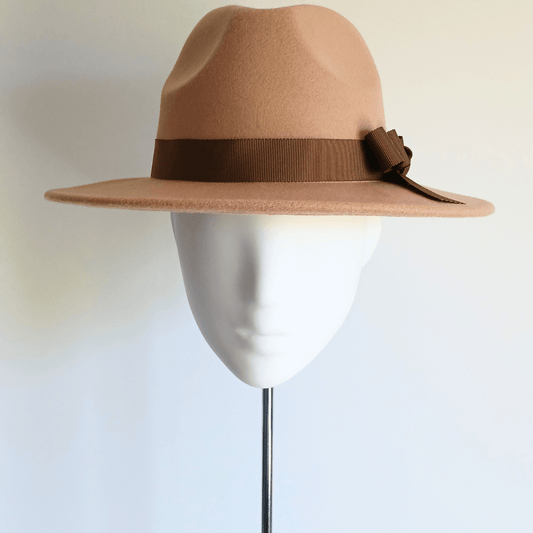 Women's Camel Felt Fedora Hat - Julie Herbert Millinery felt fedora hat