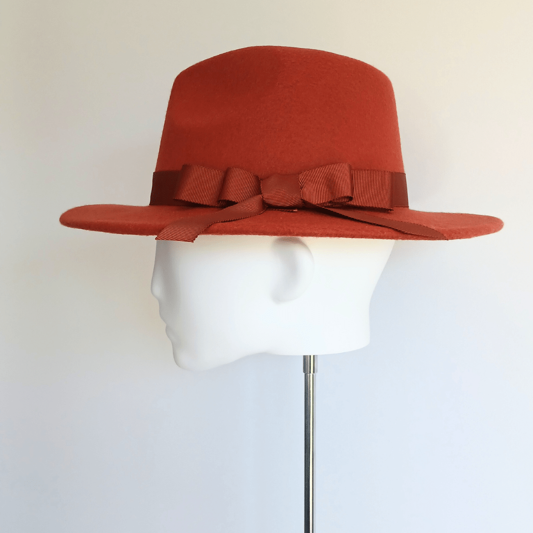 Women's Rusty Brown Felt Fedora Hat - Julie Herbert Millinery