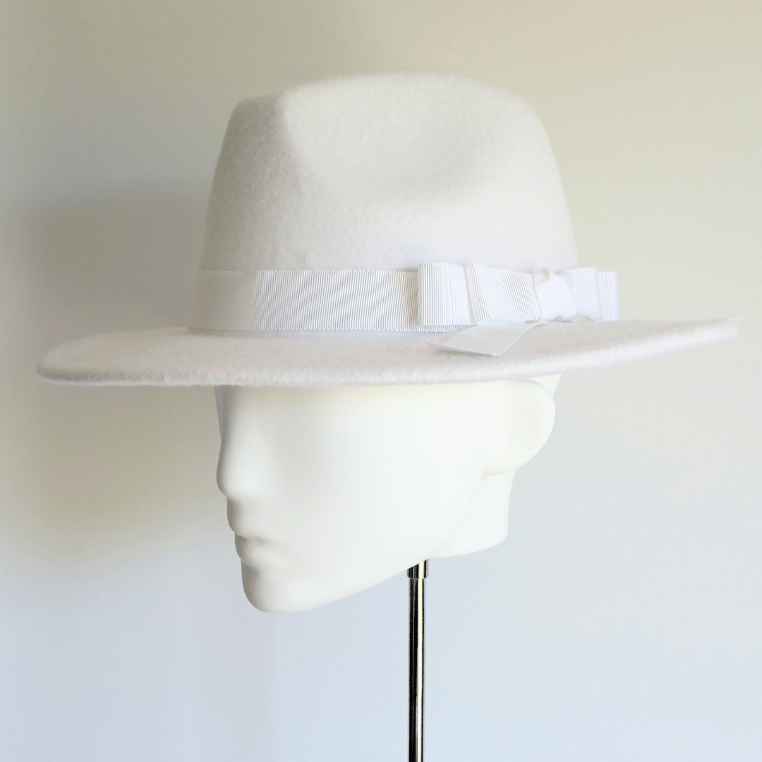 Women's White Felt Fedora Hat - Julie Herbert Millinery