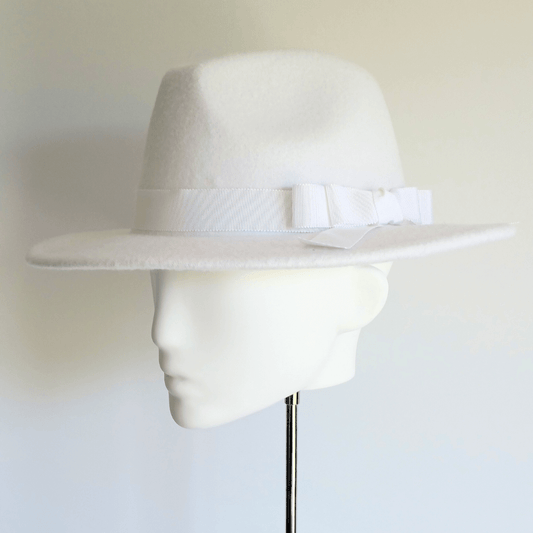 Women's White Felt Fedora Hat - Julie Herbert Millinery felt fedora hat