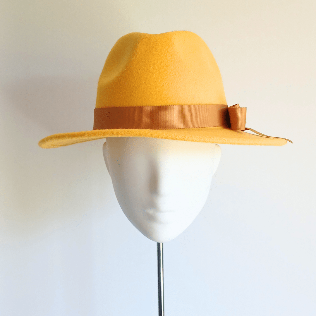 Women's Yellow Felt Fedora Hat - Julie Herbert Millinery