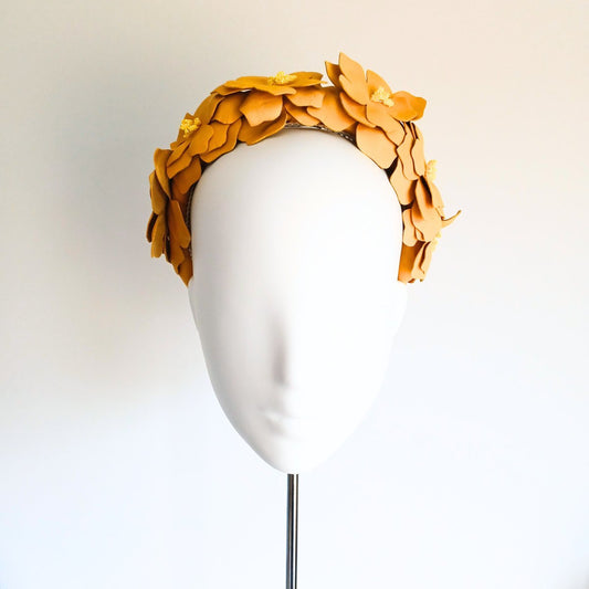 Women's Yellow Mustard Floral Headband - Julie Herbert Millinery Yellow Mustard Headband