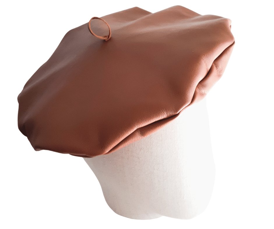 Tan Brown Leather Ladies Beret Hat - Julie Herbert Millinery beret