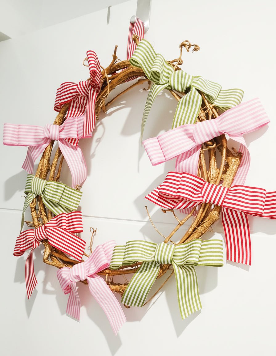 Double Bow Gingham 40cm Wreath - Julie Herbert Millinery