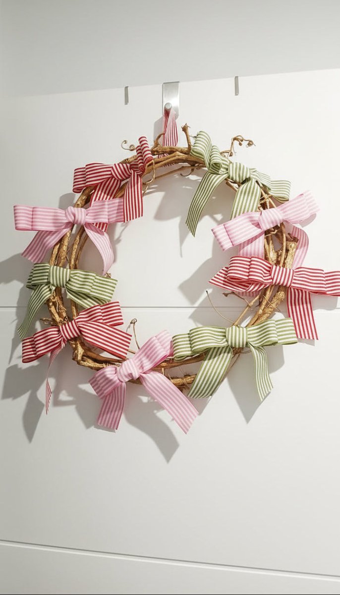 Double Bow Gingham 40cm Wreath - Julie Herbert Millinery