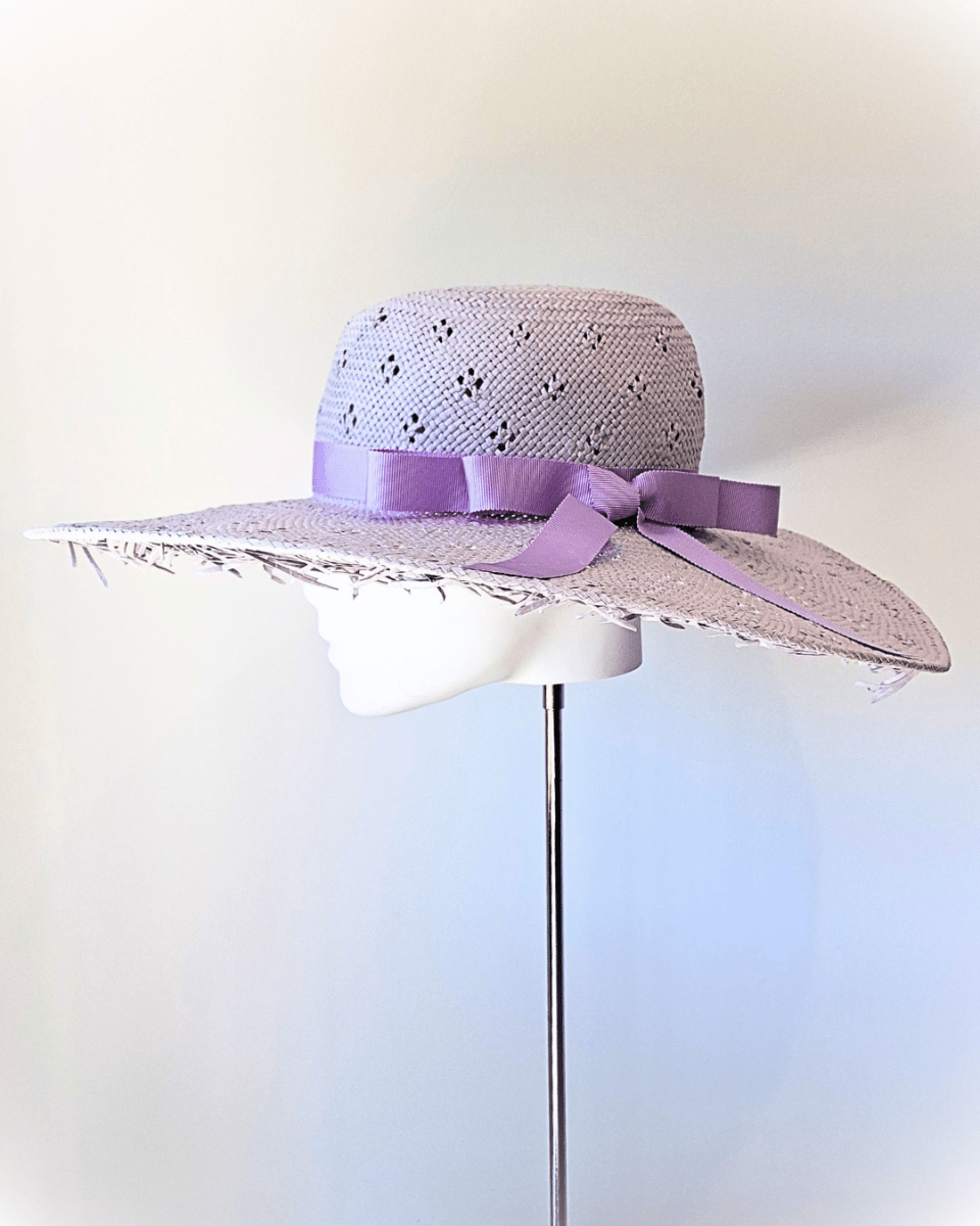 Ladies Lilac Purple Straw Fedora Brim Hat - Julie Herbert Millinery fedora hat