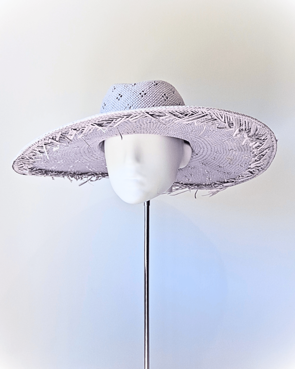 Ladies Lilac Purple Straw Fedora Brim Hat - Julie Herbert Millinery fedora hat