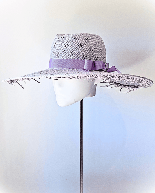Ladies Lilac Purple Straw Fedora Brim Hat - Julie Herbert Millinery fedora hat