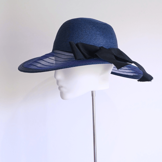 Navy Blue Crinoline Hat - Julie Herbert Millinery hat