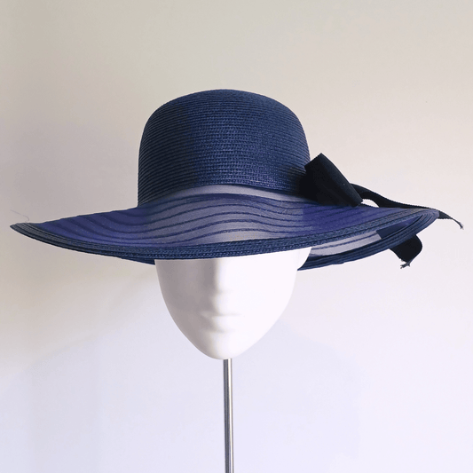 Navy Blue Crinoline Hat - Julie Herbert Millinery hat