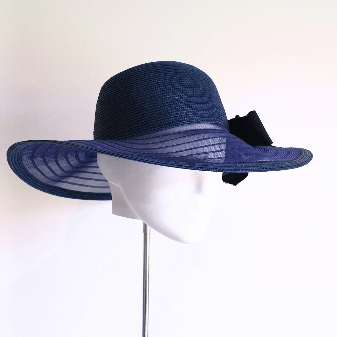 Navy Blue Crinoline Hat - Julie Herbert Millinery hat