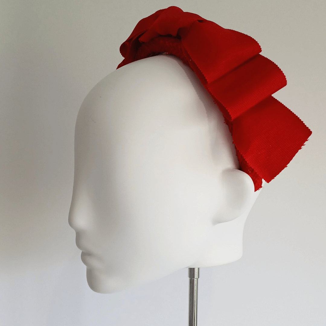 Red Padded Double Bow Headband - Julie Herbert Millinery headband