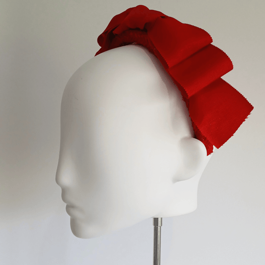 Red Padded Double Bow Headband - Julie Herbert Millinery headband