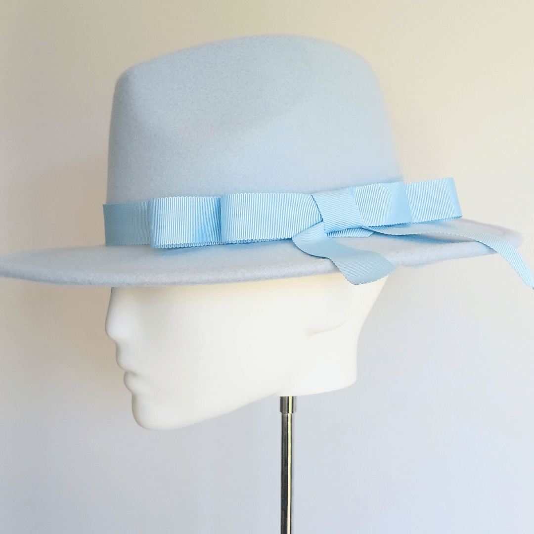Women's Baby Blue Felt Fedora Hat - Julie Herbert Millinery