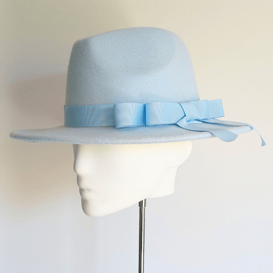 Women's Baby Blue Felt Fedora Hat - Julie Herbert Millinery