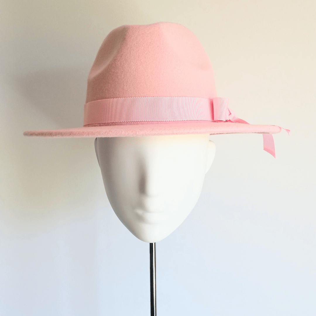 Women's Baby Pink Felt Fedora Hat - Julie Herbert Millinery