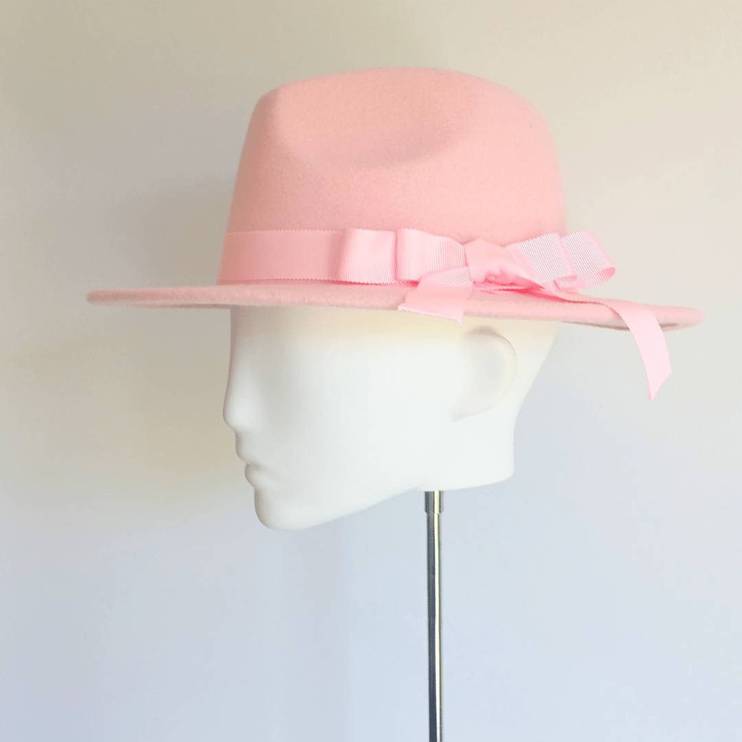 Women's Baby Pink Felt Fedora Hat - Julie Herbert Millinery