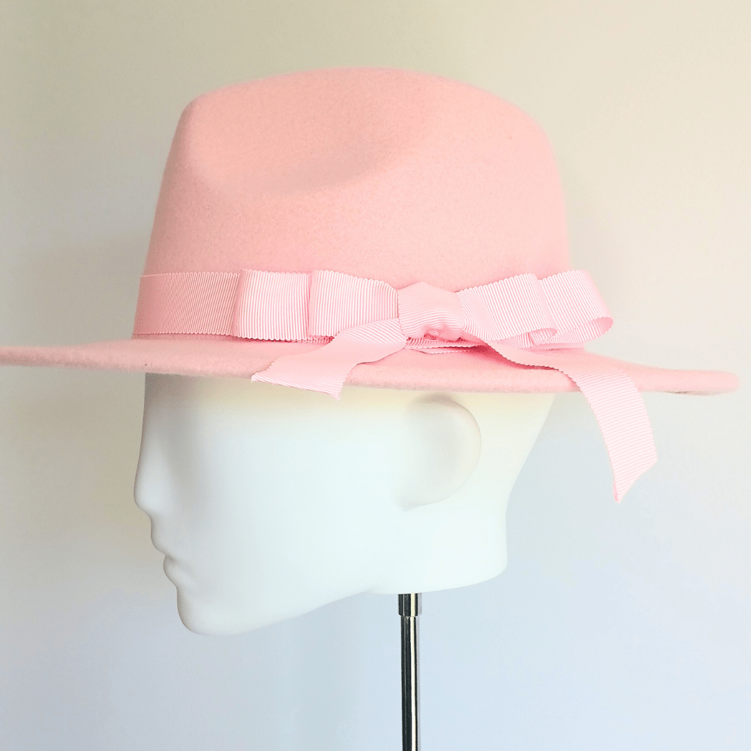 Women's Baby Pink Felt Fedora Hat - Julie Herbert Millinery