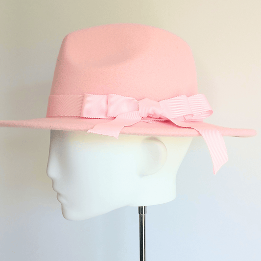 Women's Baby Pink Felt Fedora Hat - Julie Herbert Millinery