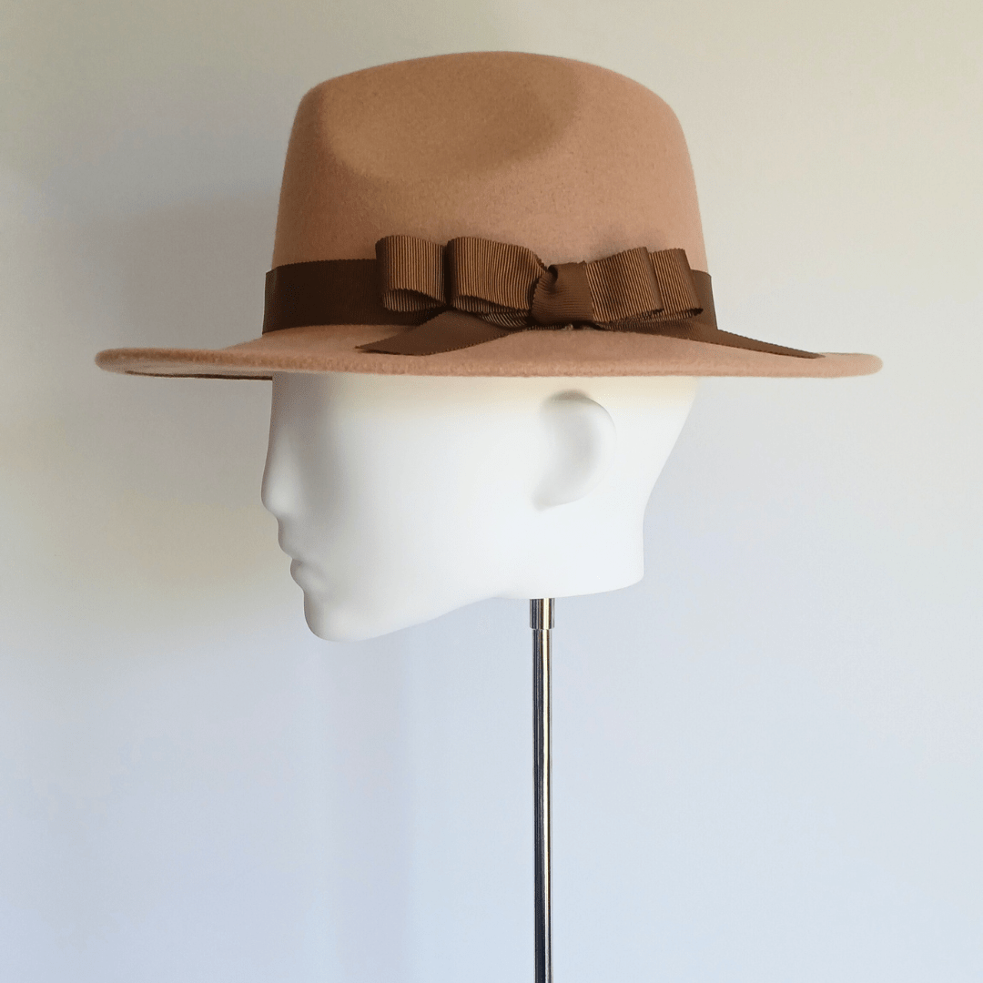Women's Camel Felt Fedora Hat - Julie Herbert Millinery