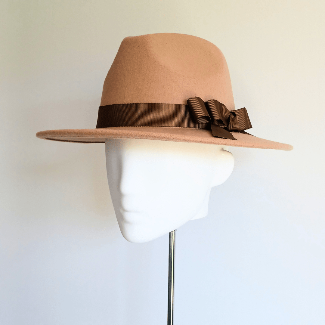 Women's Camel Felt Fedora Hat - Julie Herbert Millinery