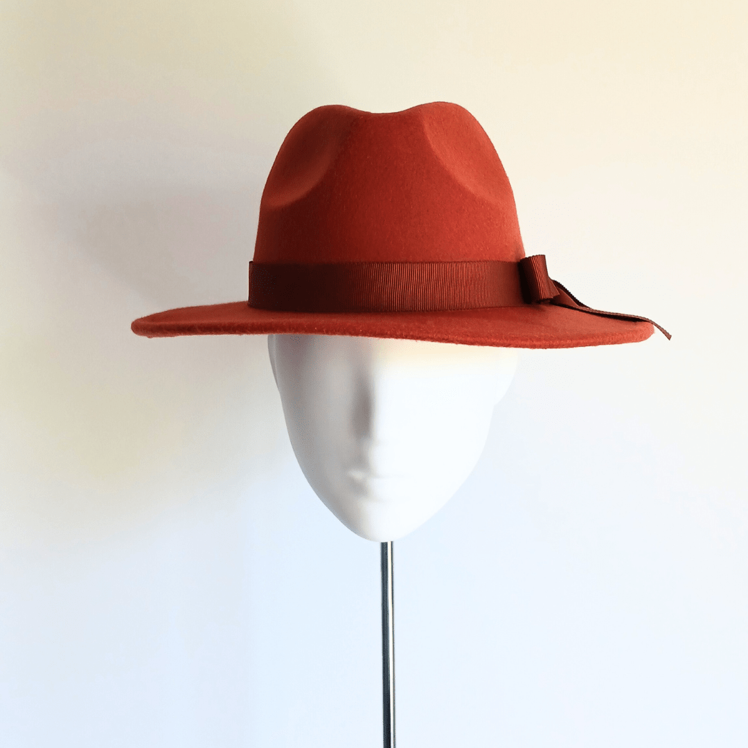 Women's Rusty Brown Felt Fedora Hat - Julie Herbert Millinery