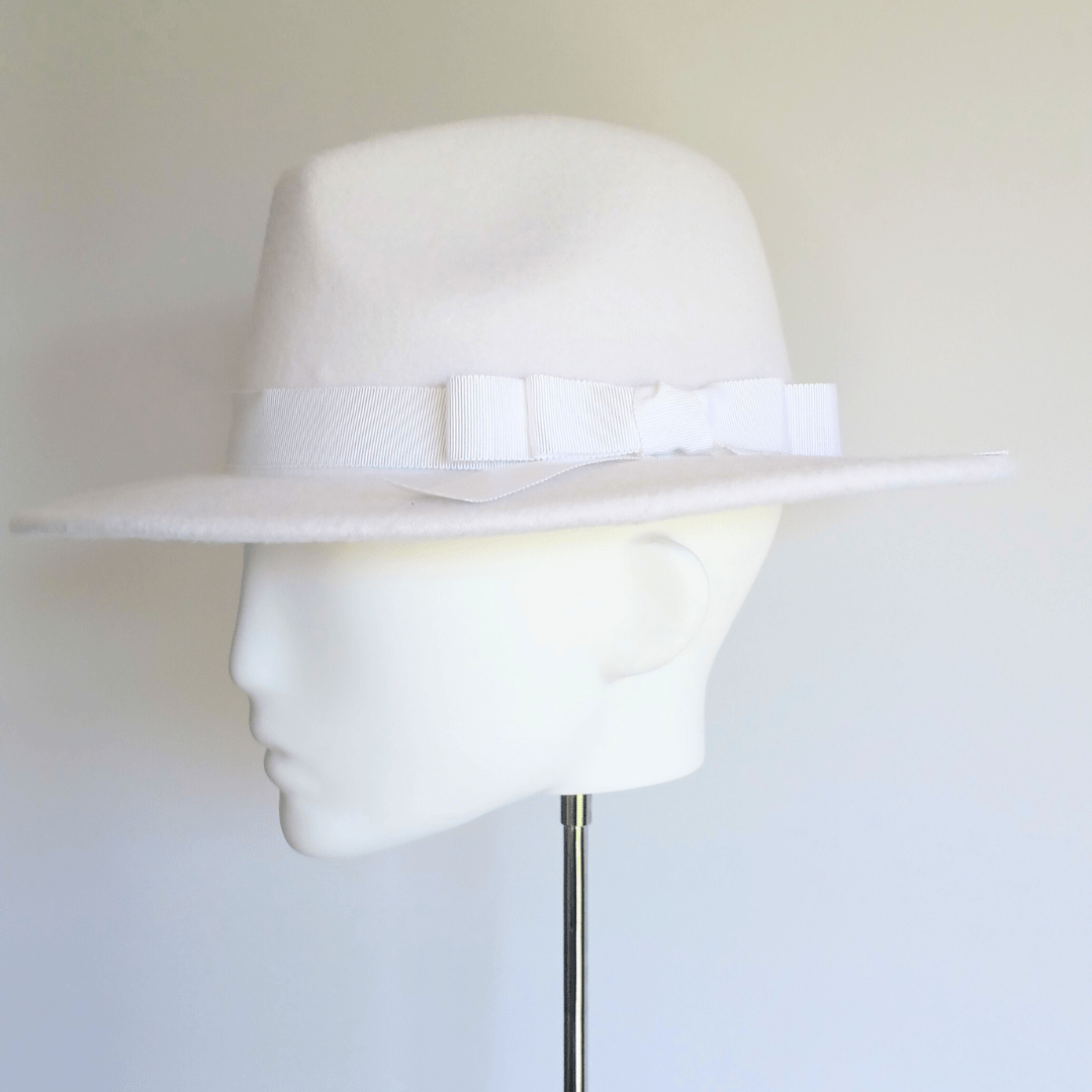 Women's White Felt Fedora Hat - Julie Herbert Millinery