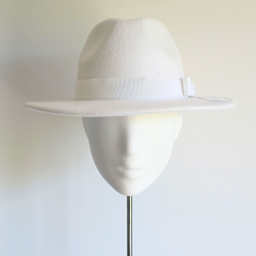 Women's White Felt Fedora Hat - Julie Herbert Millinery
