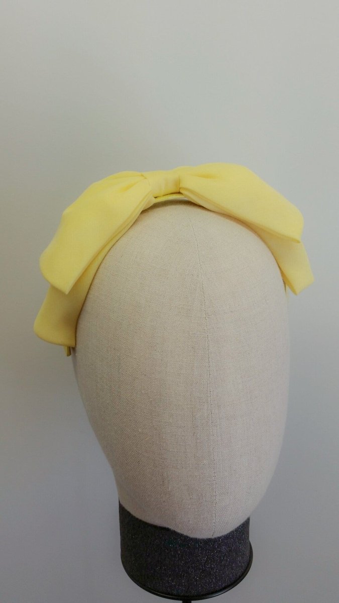 ladies fabric Yellow bow headband - Julie Herbert Millinery