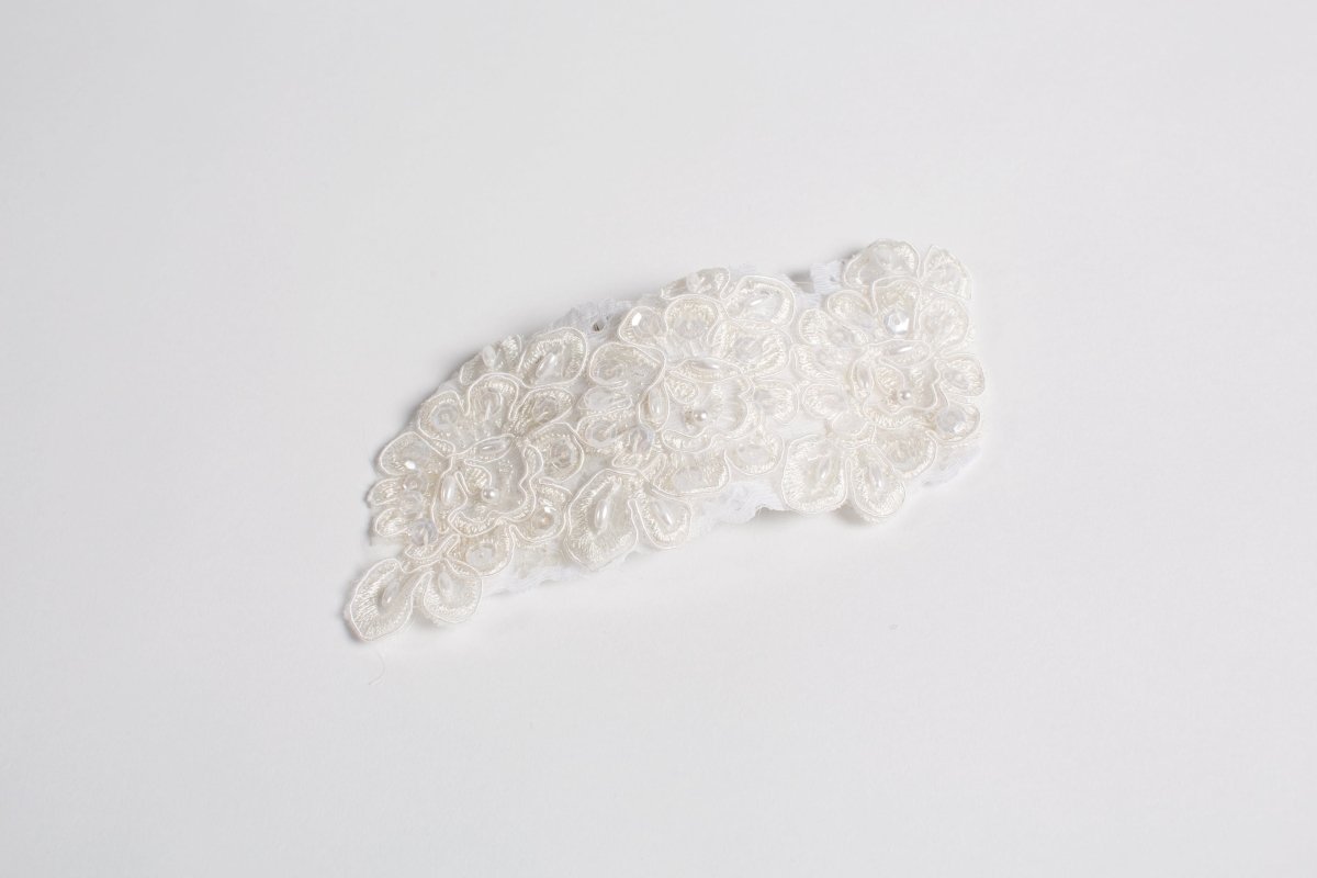Ladies Small Off White Guipure Lace Bridal Headpiece with Comb - Julie Herbert Millinery
